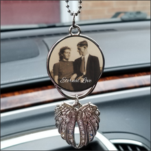 Load image into Gallery viewer, Personalized Angel wing car mirror hanger (review mirror) silver 