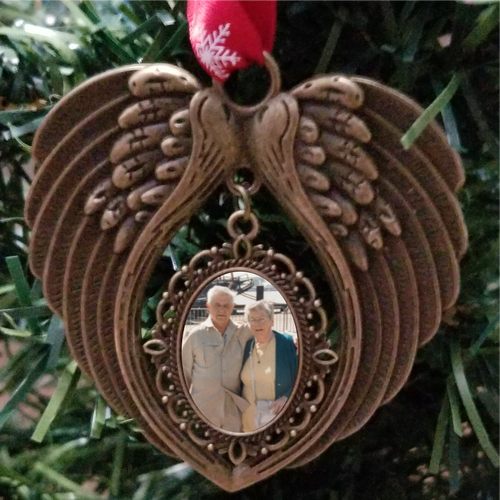 Personalized Angel Wing Ornament Bronze Oval Photo Insert