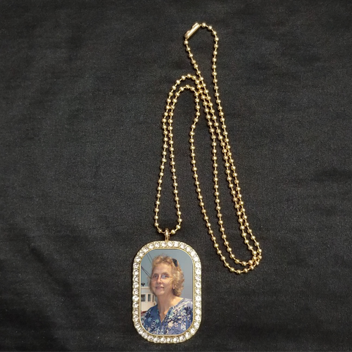 Personalized Memorial Rhinestone dog tag KC Gold with photo