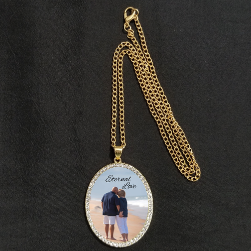 Oval Rhinestone KC Gold Necklace-Large