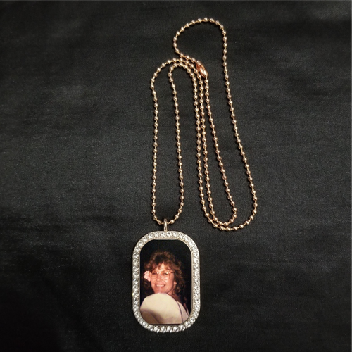 Personalized Memorial Rhinestone dog tag Rose Gold with photo