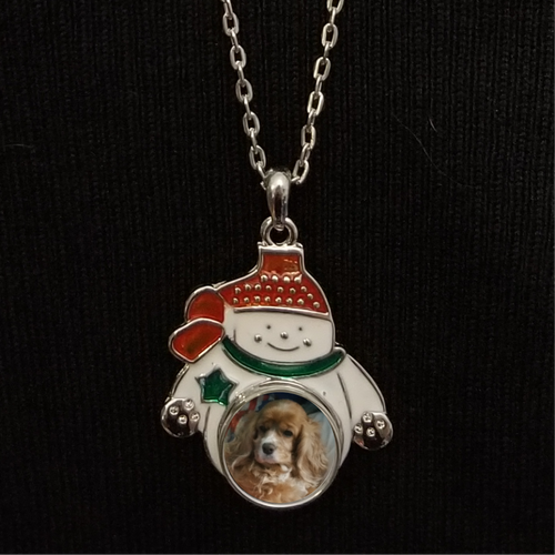 Personalized Custom Snowman Necklace with Photo Christmas Gift